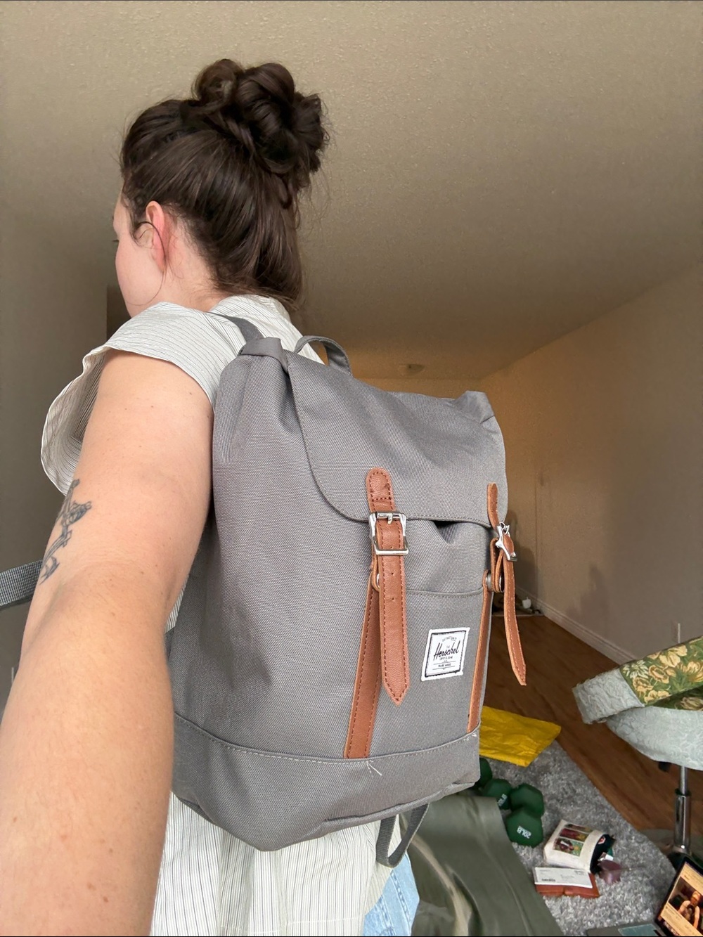 Herschel Supply Company Gray Backpack with Brown Trim